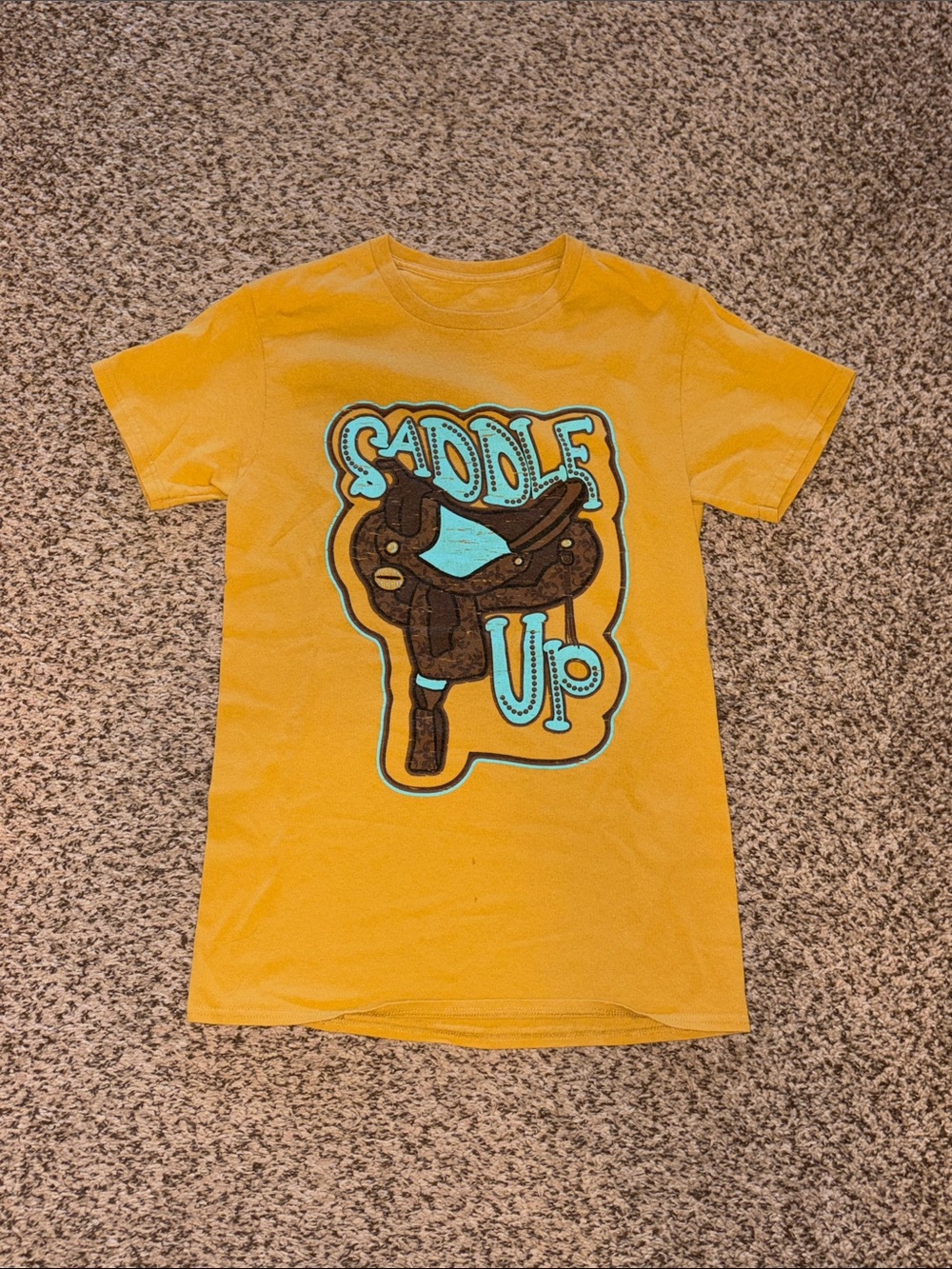 Women’s Small 'Saddle Up' Graphic Tee - Yellow